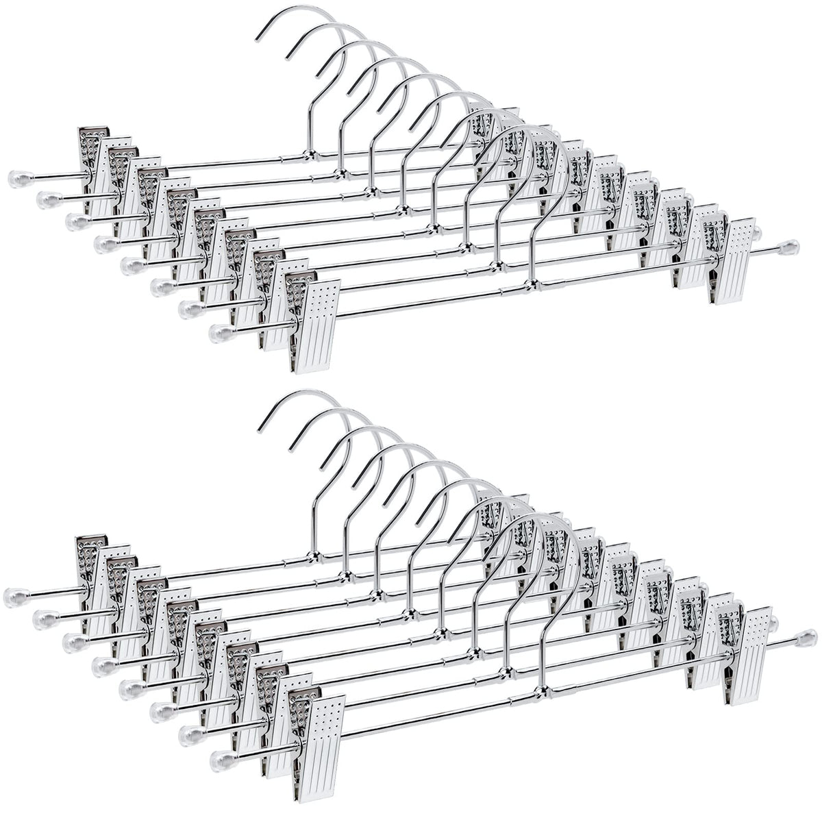 Amber Home pant hanger with 360° hook and clips for smooth rotation.