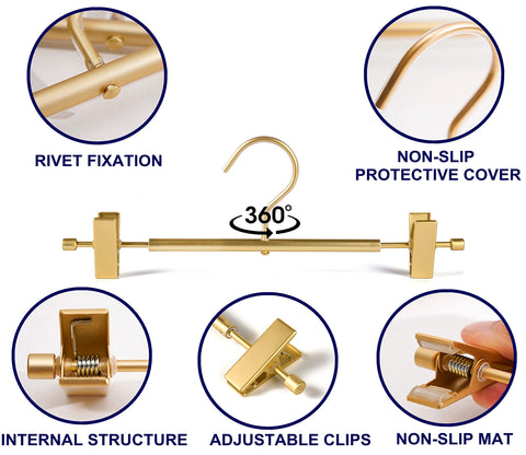 Amber Home hanger features non-slip rubber rings to protect fabrics during clipping.