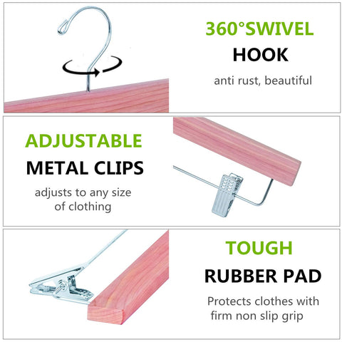 Amber Home pants hangers with two adjustable clips for secure, mark-free garments
