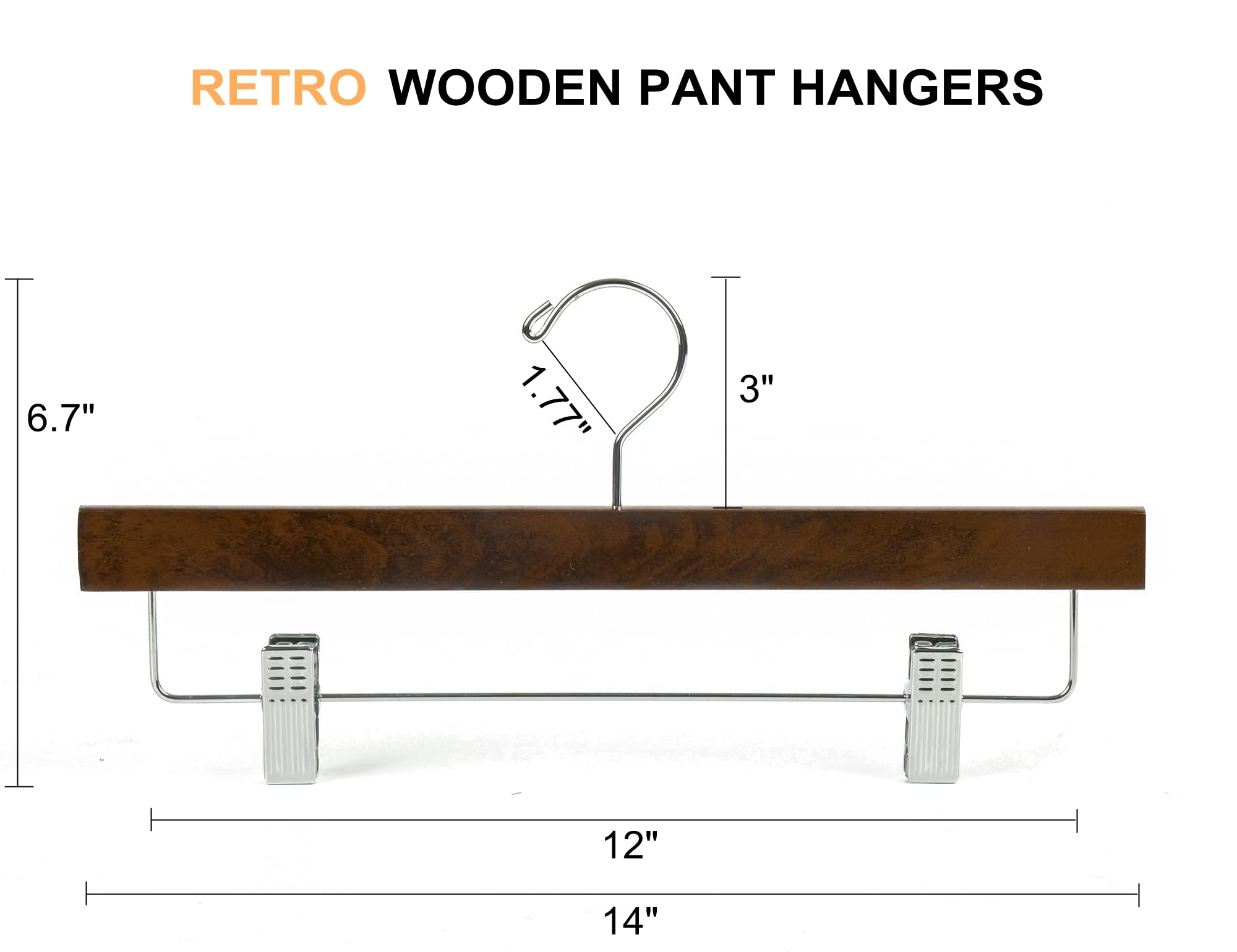 Amber Home pants hangers with clips close-up showing smooth finish and grip.