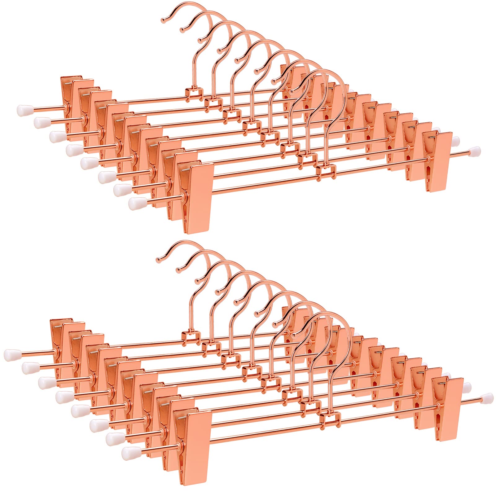 Amber Home rose copper gold pants hanger 12-inch showcasing elegant closet storage.