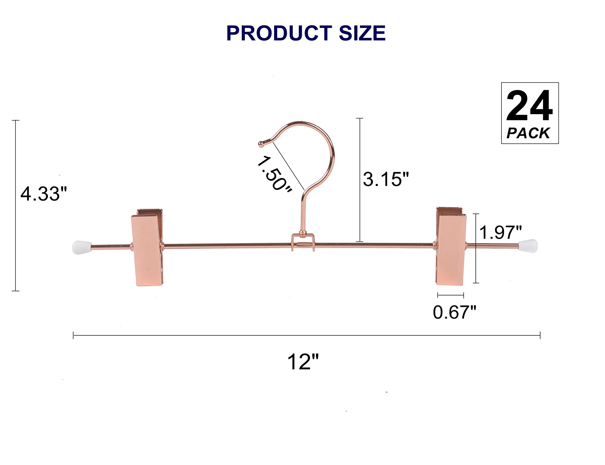 Amber Home rose gold metal hanger clip closeup shows strong grip.