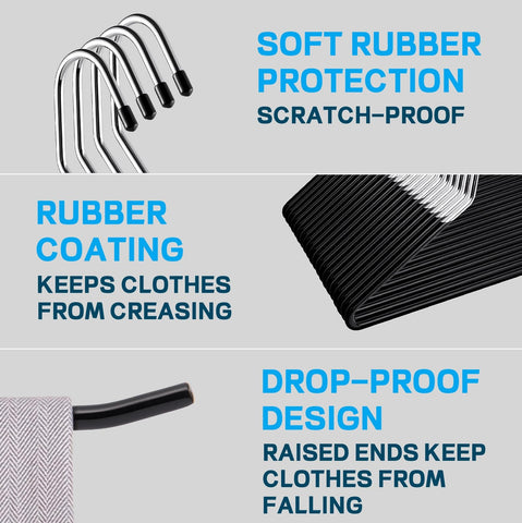 Amber Home rubber-coated bar pants hangers grip clothing securely and prevent slipping.