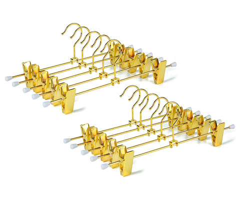 Amber Home shiny gold 12-inch pants hanger for a polished closet display