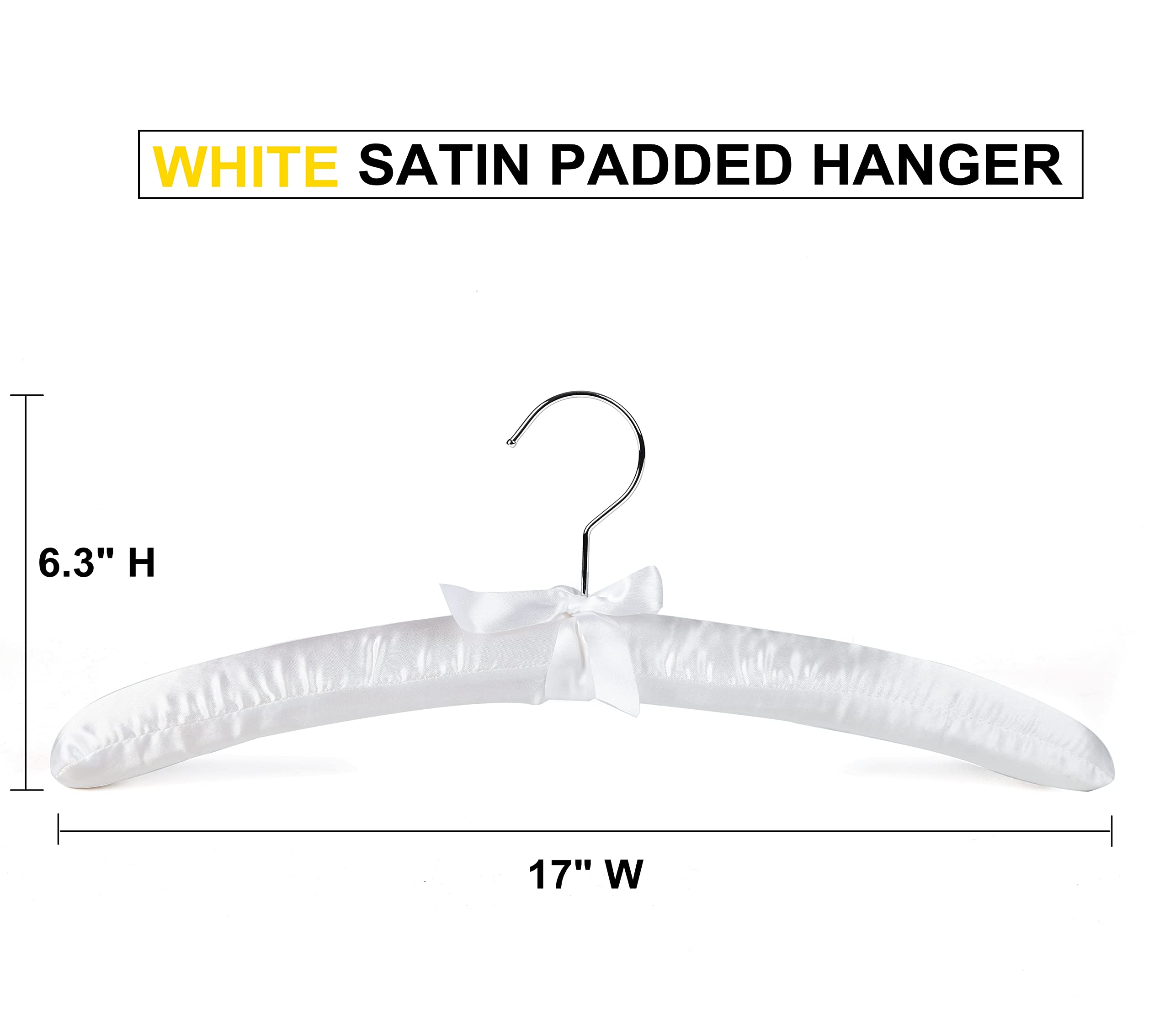 Amber Home silk dress hanger shows 17 inch length preserving garment shape