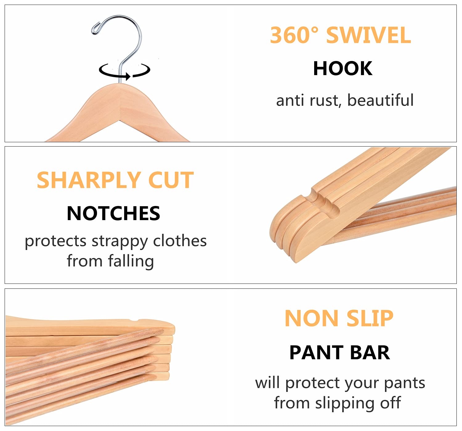 Amber Home two U-notch hanger prevents slipping camisoles and dresses.