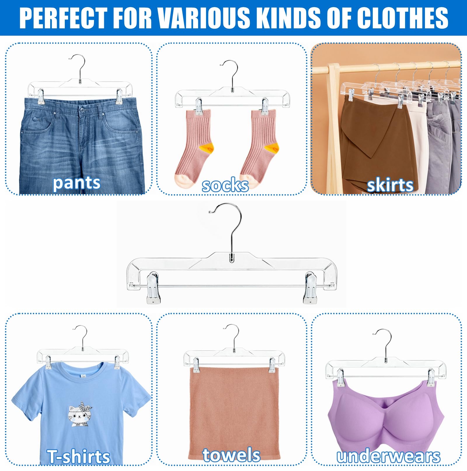 Amber Home versatile hangers for pants, skirts, and jackets.