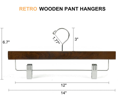 Amber Home wood pants hanger with 360-degree swivel hook for easy access.