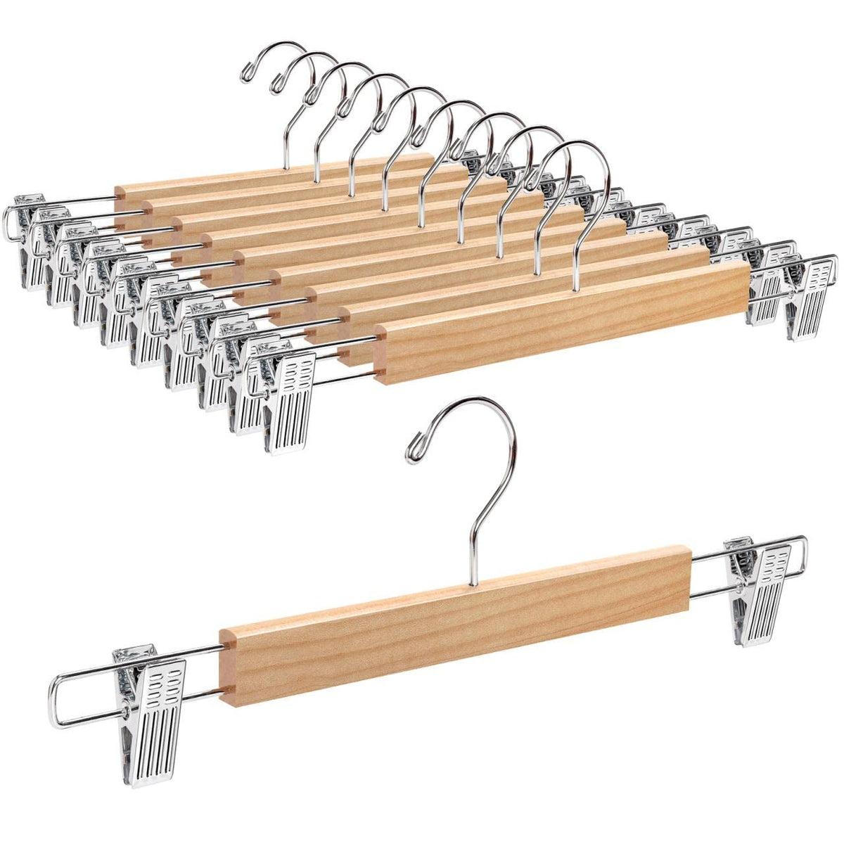 Amber Home wooden pant hanger with flat body design for space saving