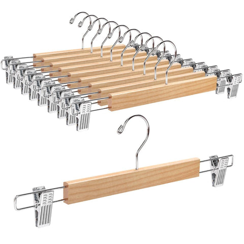 Amber Home wooden pant hanger with flat body design for space saving