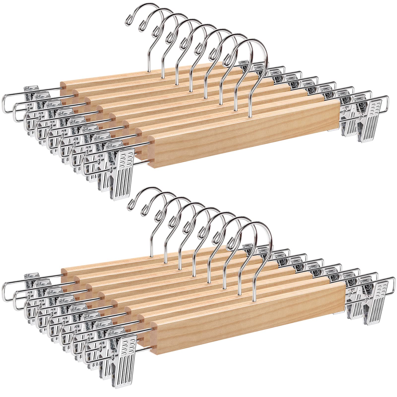 Amber Home wooden pant hanger pack 24 keeps closets organized and space-efficient