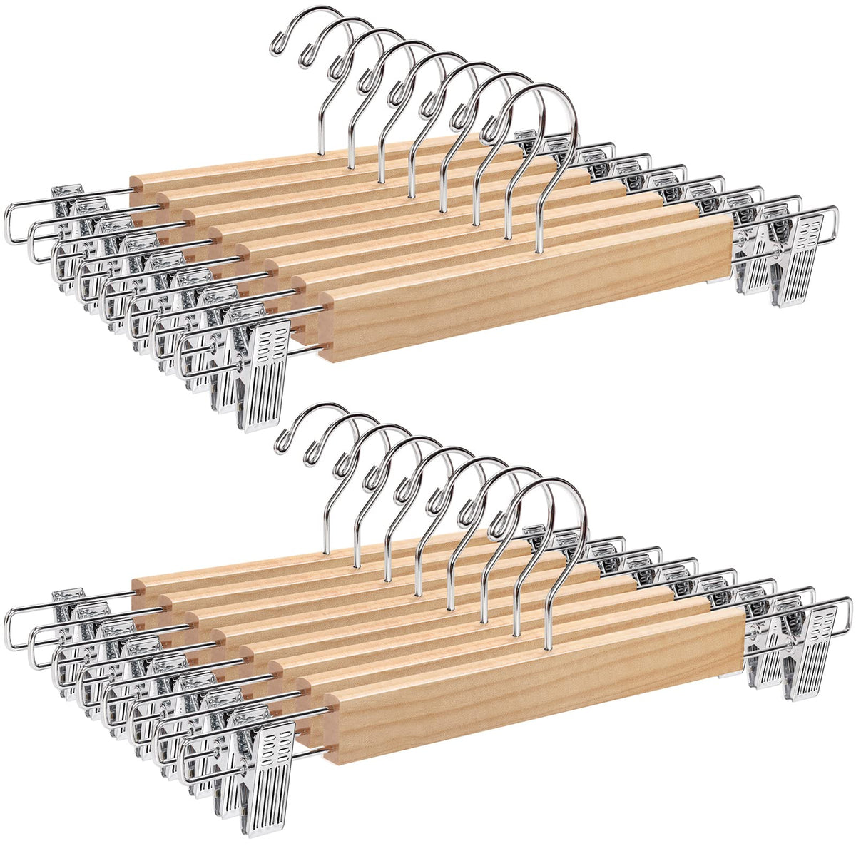 Amber Home wooden pant hanger pack 24 keeps closets organized and space-efficient
