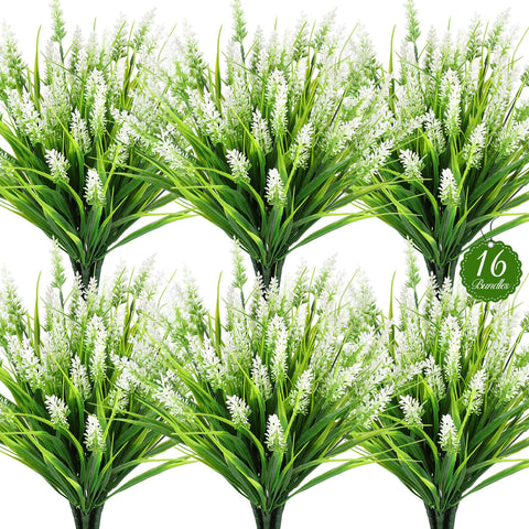 AmberFun 16-bundle faux lavender and monkey grass create year-round outdoor color for planters