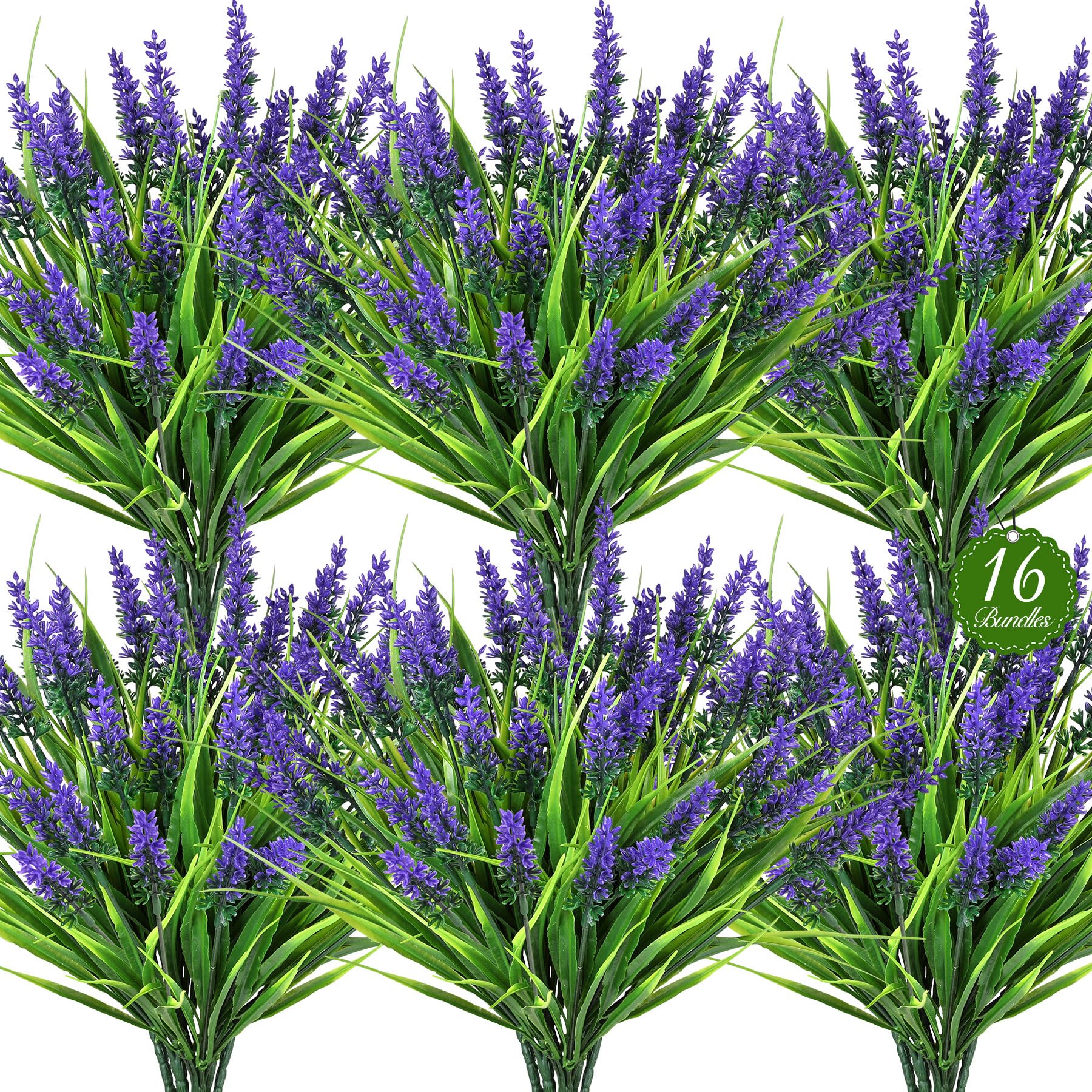 AmberFun 16 bundles outdoor faux lavender and monkey grass for lush planters