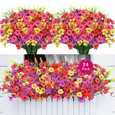 AmberFun 24 bundles outdoor flowers brightening a porch with fade-resistant color
