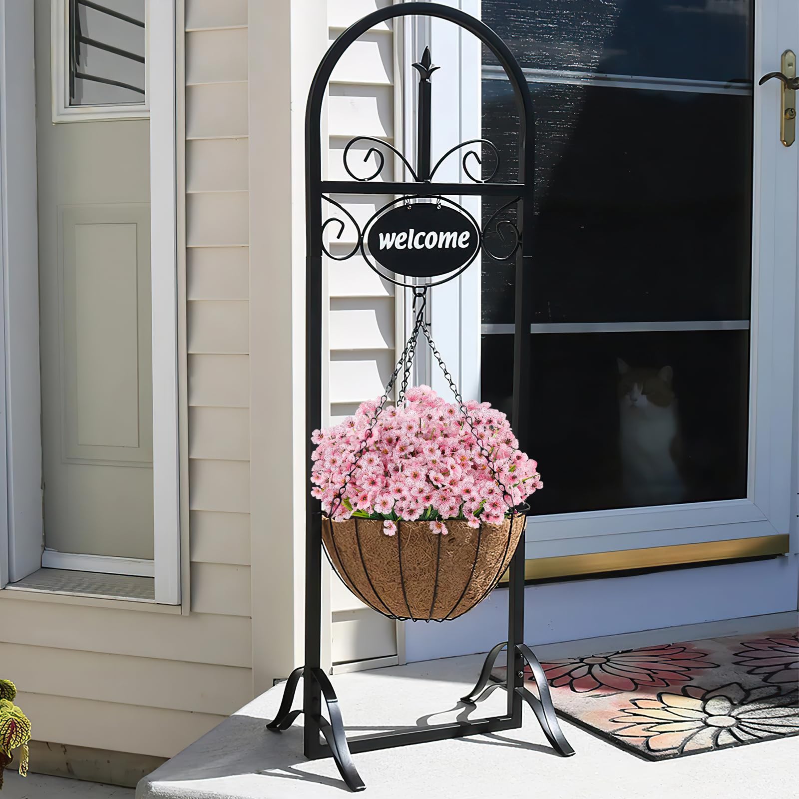 AmberFun ultra-realistic silk petals outdoor flowers add natural-looking charm.