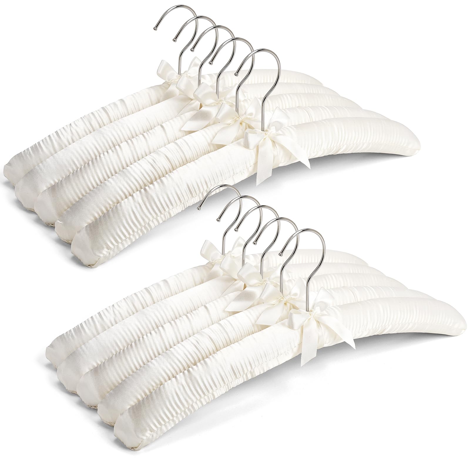 Amber Home 17-inch ivory satin padded hanger for delicate knits and sweaters.
