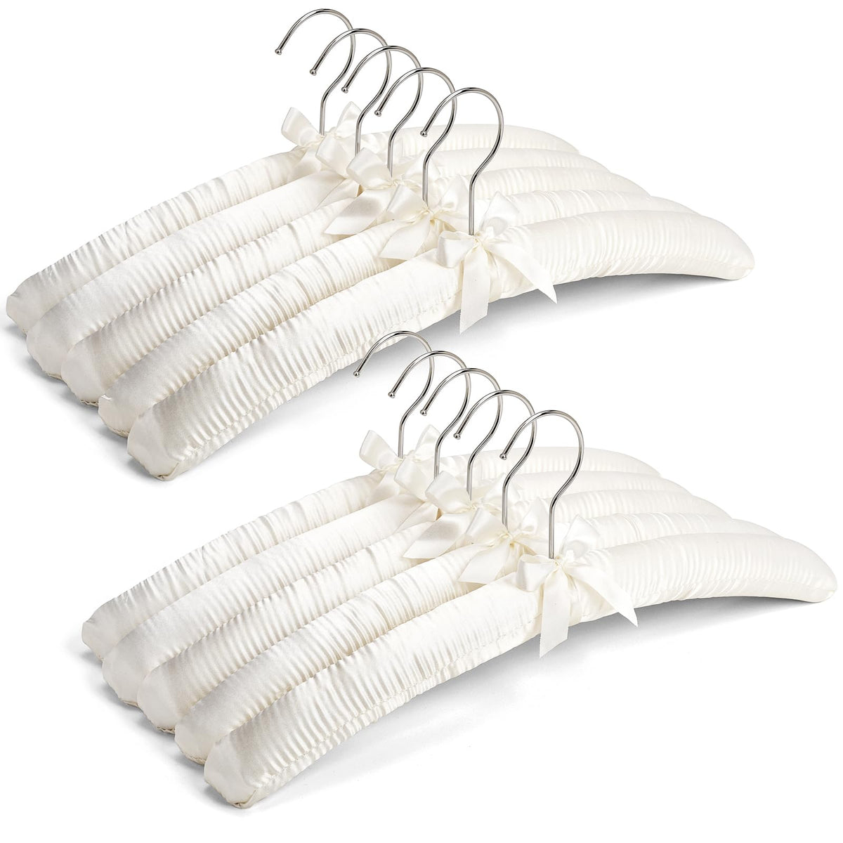 Amber Home 17-inch ivory satin padded hanger for delicate knits and sweaters.