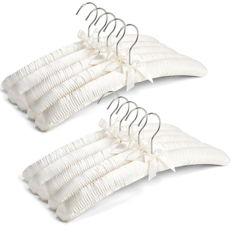 Amber Home 17-inch ivory satin padded hanger for delicate knits and sweaters.