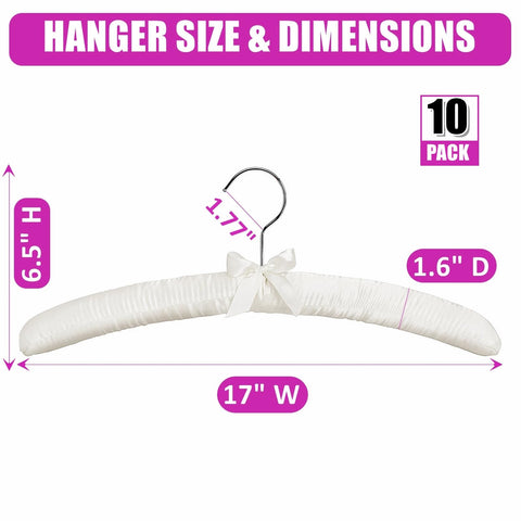 Amber Home Elegant bow satin hanger with soft padding for a refined closet look.