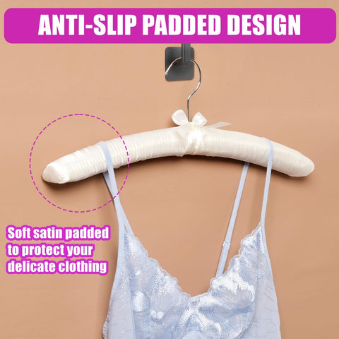 Amber Home Wedding dress satin hanger highlights bridal gowns with luxury padding.