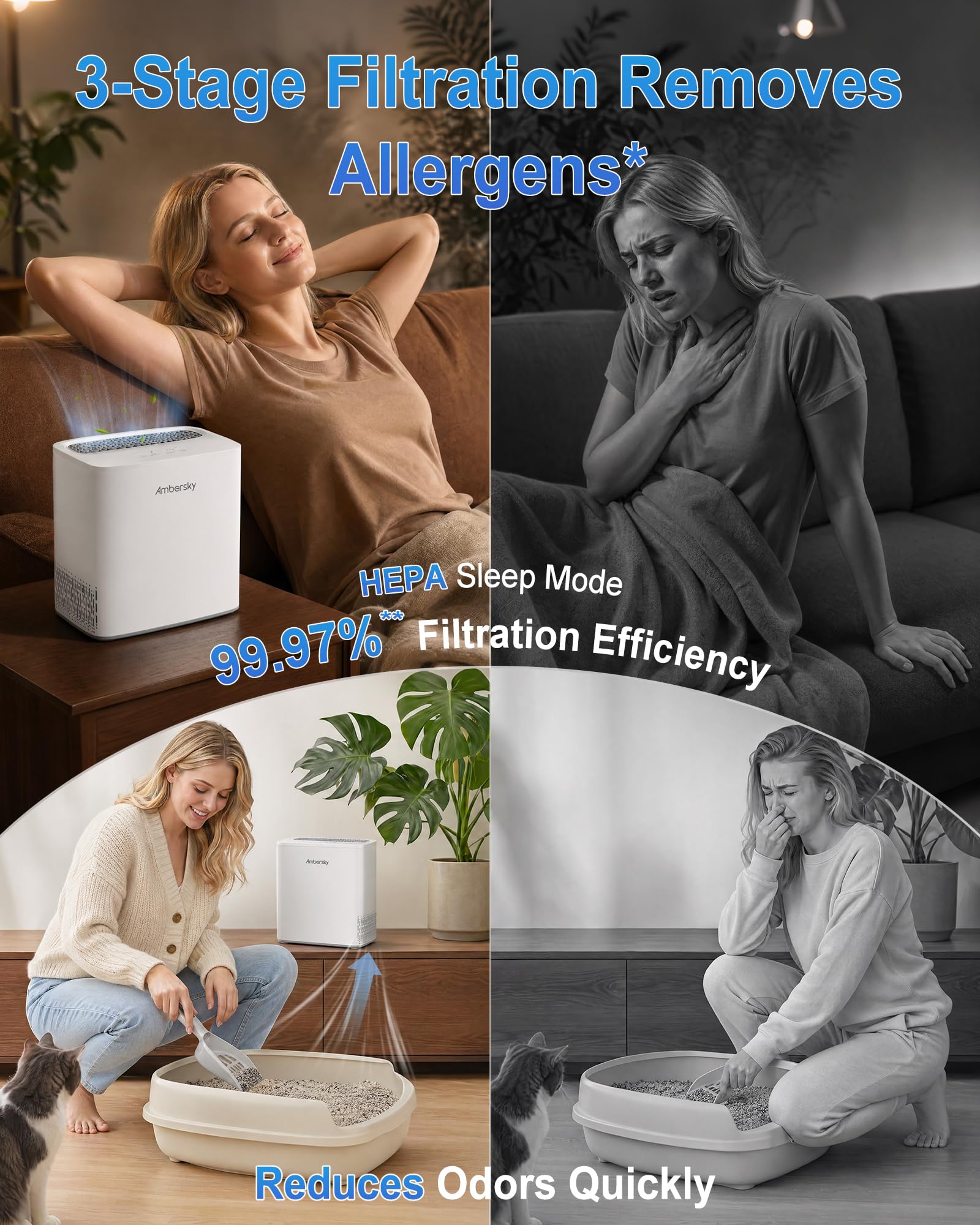 Ambersky air purifier targets pet hair and dander for furry homes