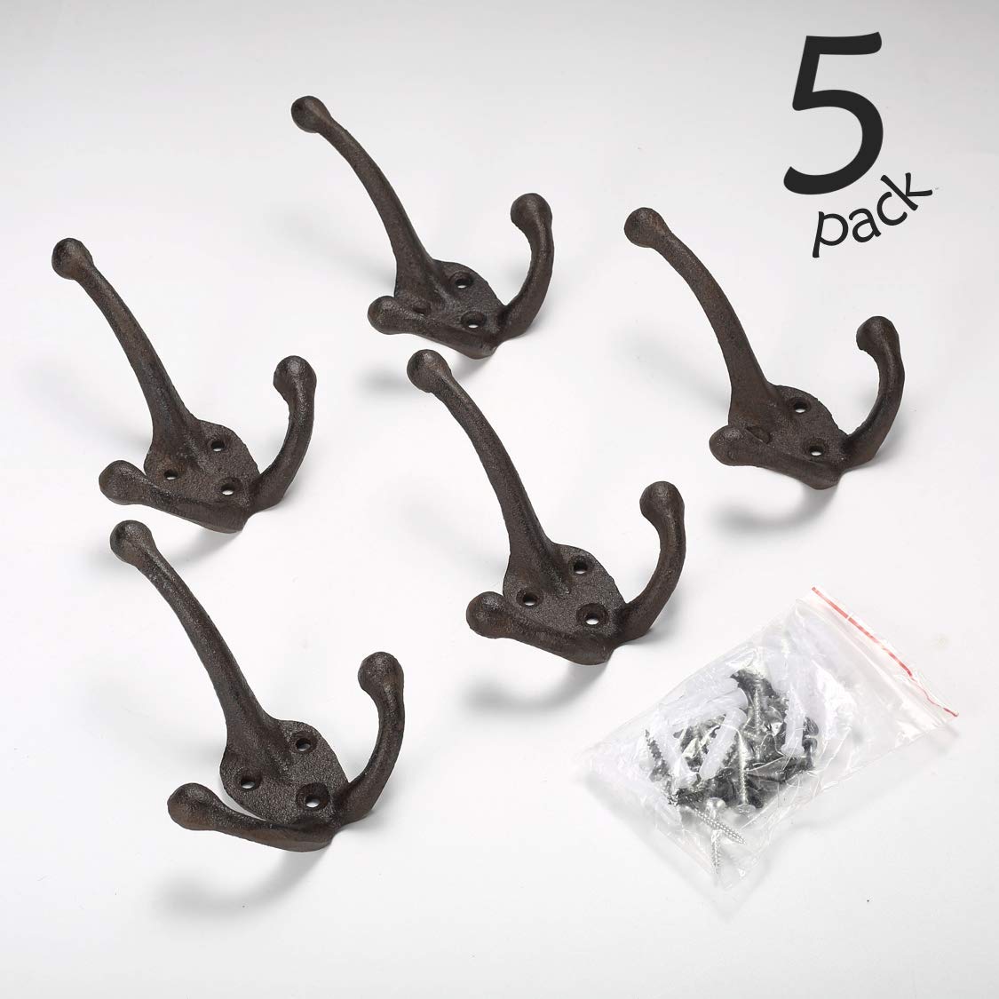 Ambipolar TriLeg cast iron hook in antique black for durable hallway storage.