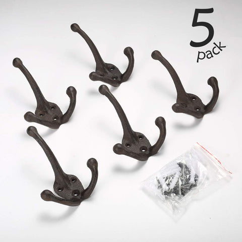Ambipolar TriLeg cast iron hook in antique black for durable hallway storage.