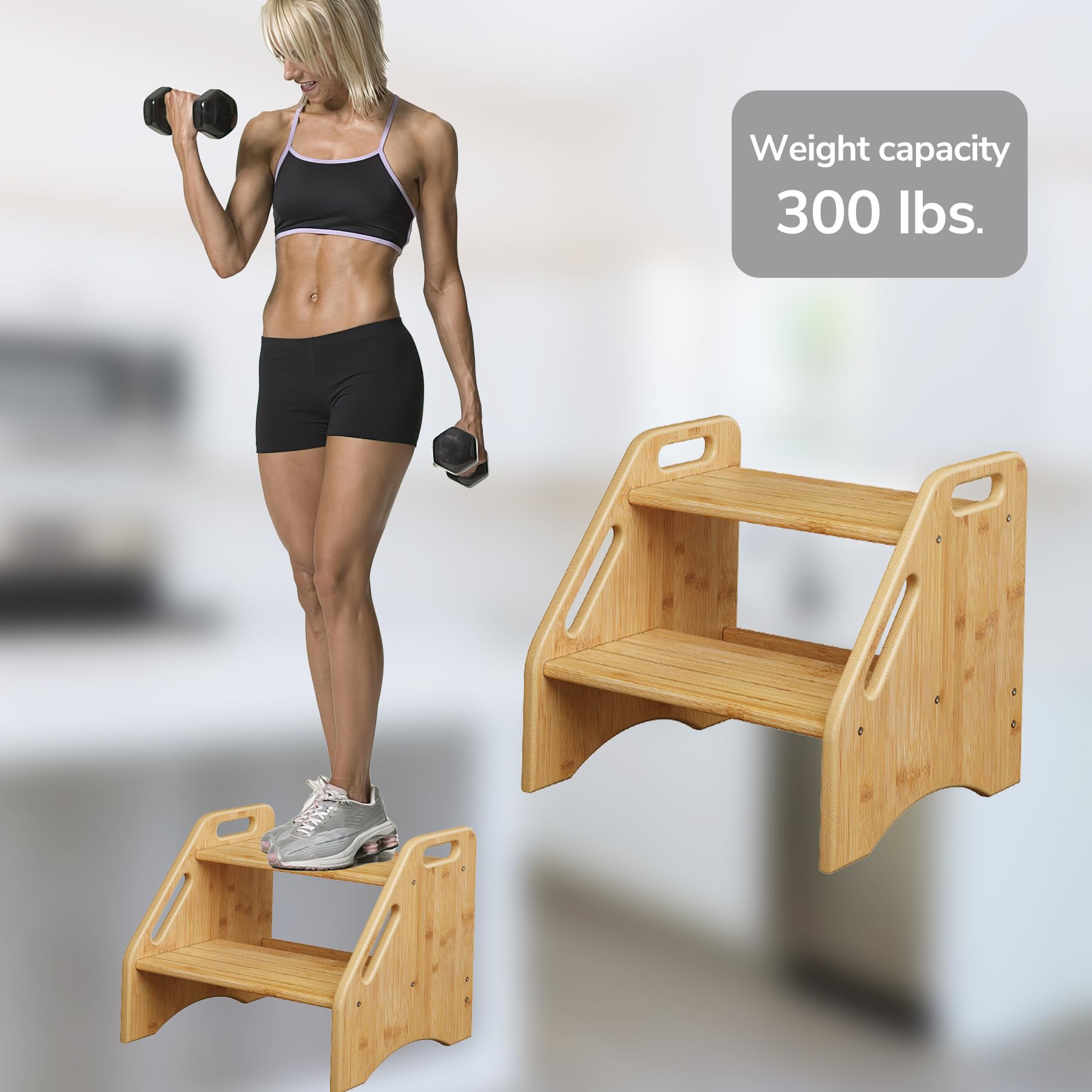 AMBIRD dual-height stool adapts to kitchen or bathroom tasks.