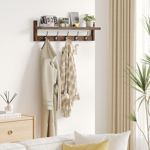 AMBIRD entryway hooks rack with five dual hooks for coats and bags