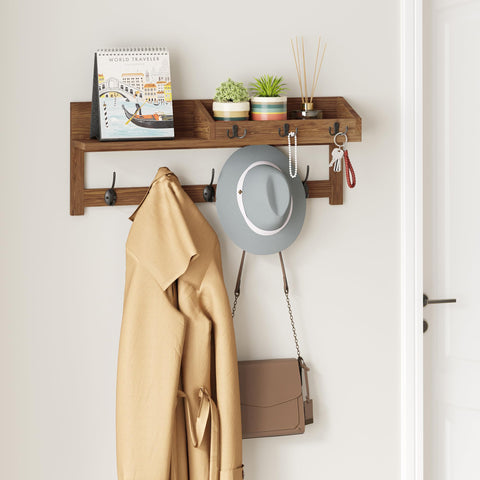 AMBIRD entryway organization with shelf brown highlights decorative yet practical storage.
