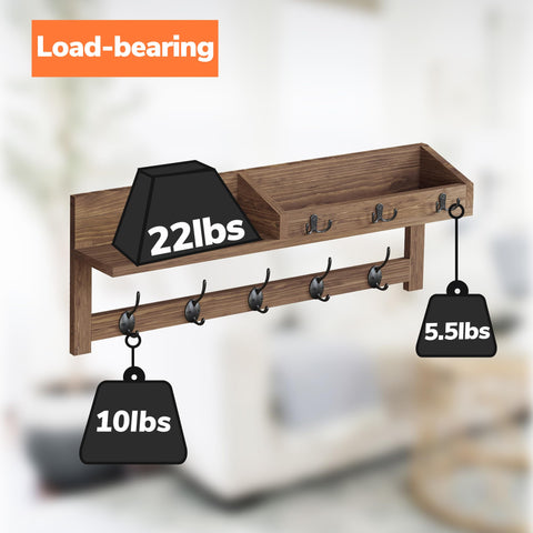 AMBIRD mail organizer and key rack brown keeps keys and letters tidy.