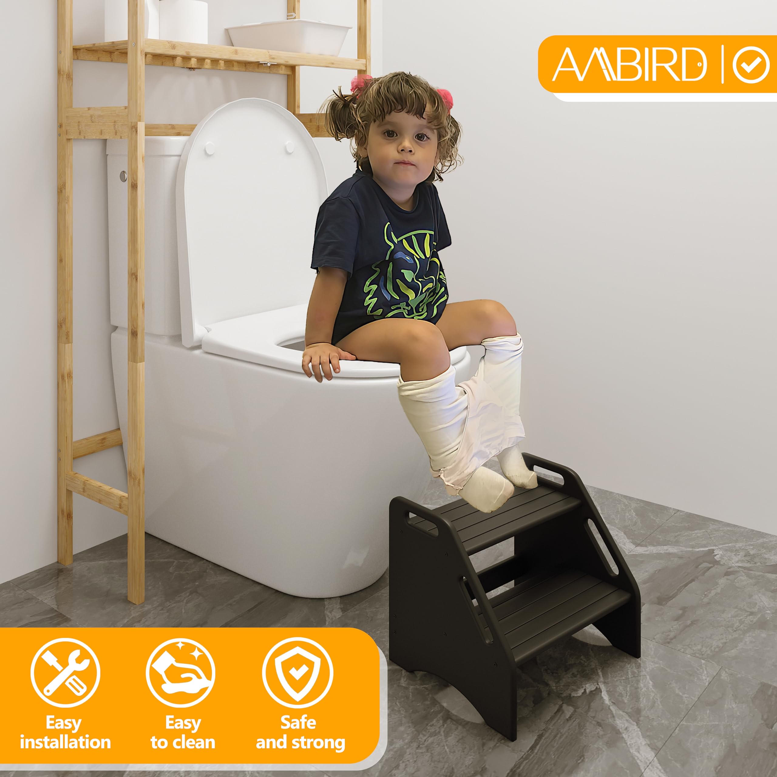AMBIRD step stool with side handles for easy grip.