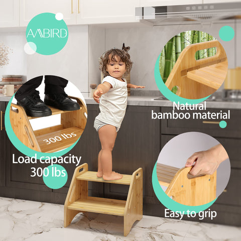 AMBIRD toddler step stool 300 lbs capacity supports adults for quick checks.
