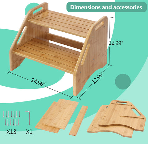 AMBIRD toddler stool features handles and armrests for easy transfers.