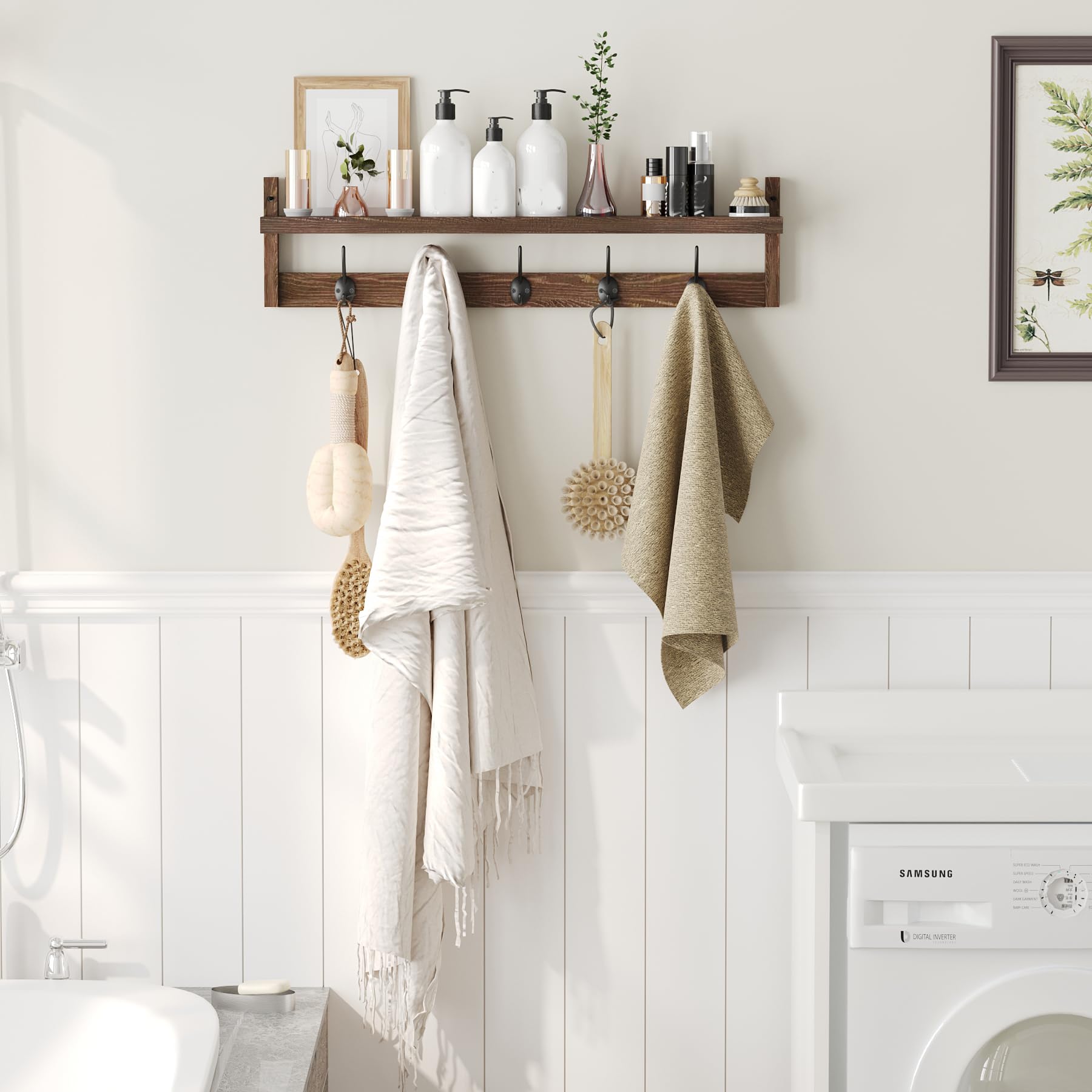 Top shelf by AMBIRD displays photos and small decor items