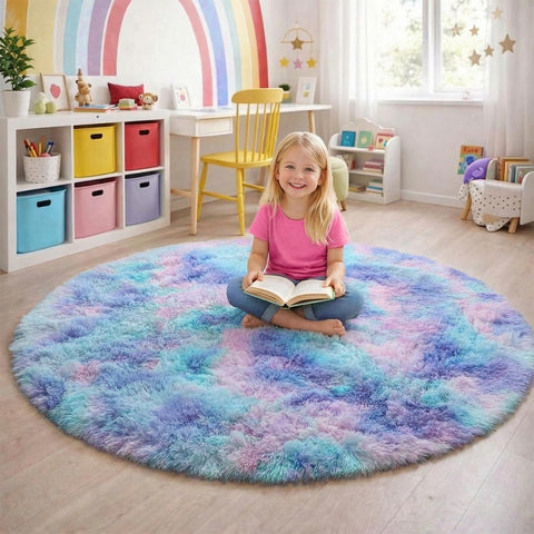Amdrebio fluffy kid rug highlighting soft plush texture for playtime