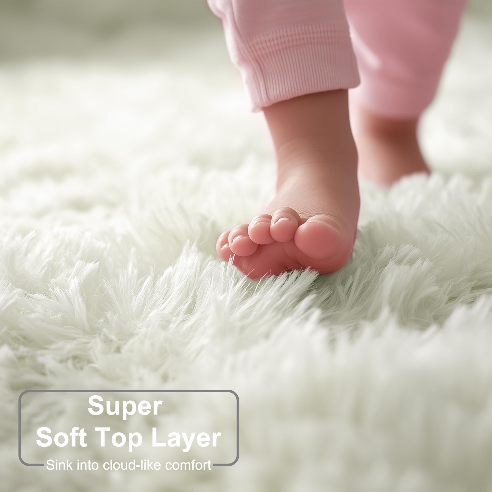 Amdrebio round plush rug in a kids' room setup for cozy play.