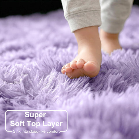Amdrebio light purple circle rug for baby nursery adds gentle warmth and comfort.