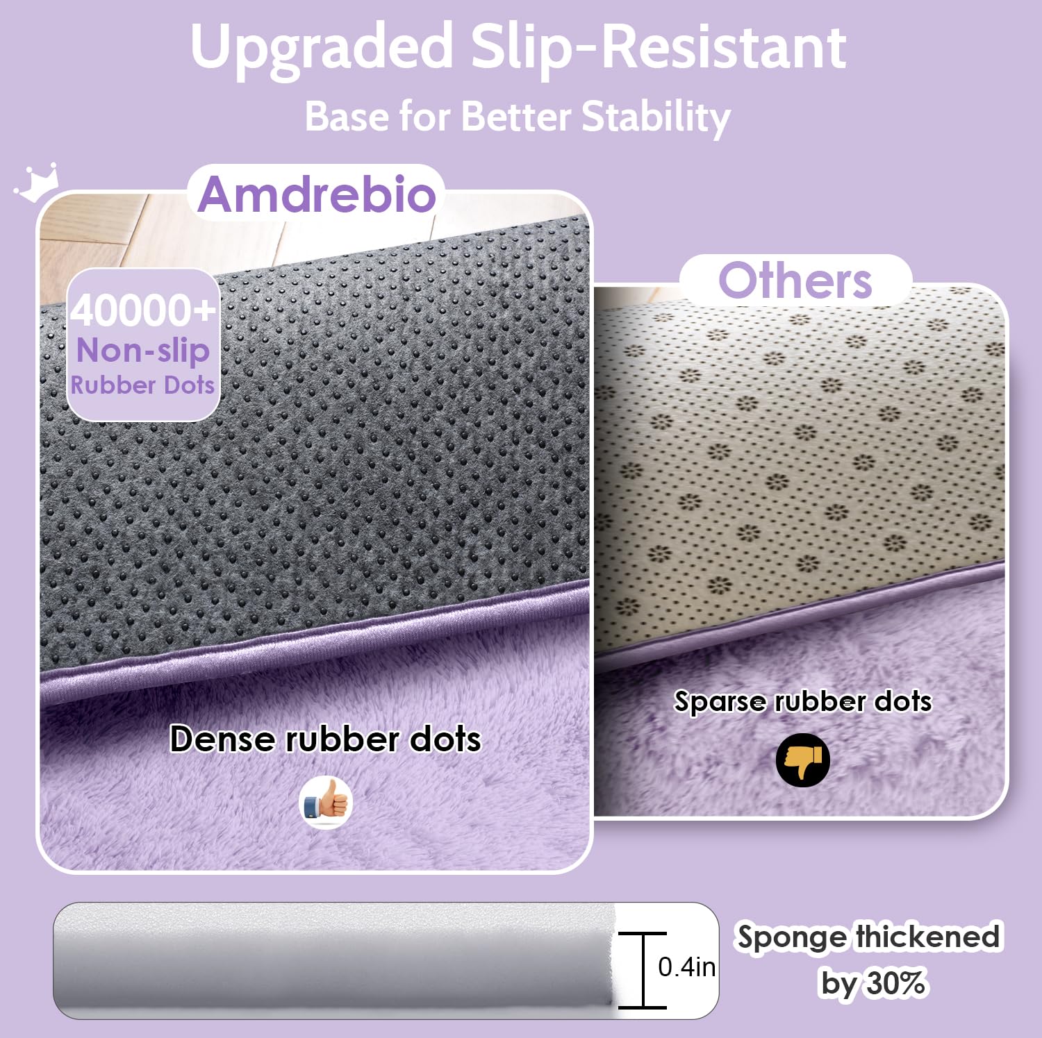 Amdrebio light purple circle rug is easy to clean and maintain fluff.