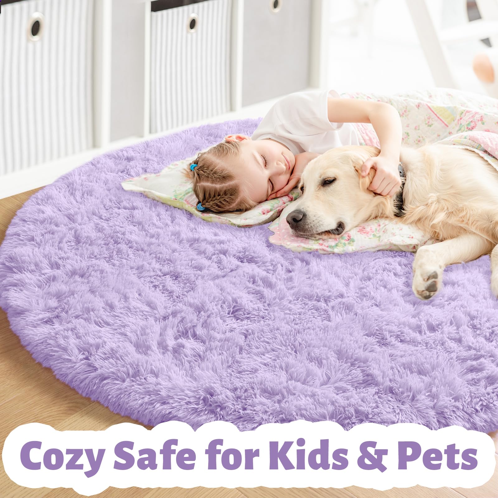 Amdrebio light purple circle rug in a kids room enhances play area with warmth.