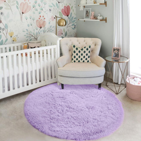 Amdrebio light purple circle rug ships vacuum-packed and may need flattening first.
