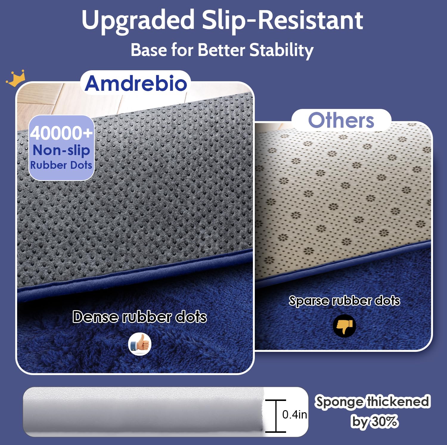 Amdrebio navy blue round rug adds warmth to student dorm and study corners.