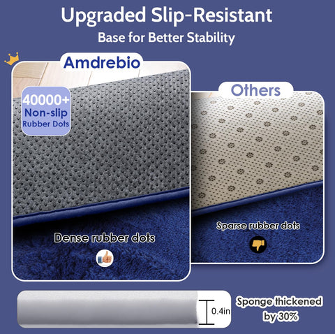 Amdrebio navy blue round rug adds warmth to student dorm and study corners.