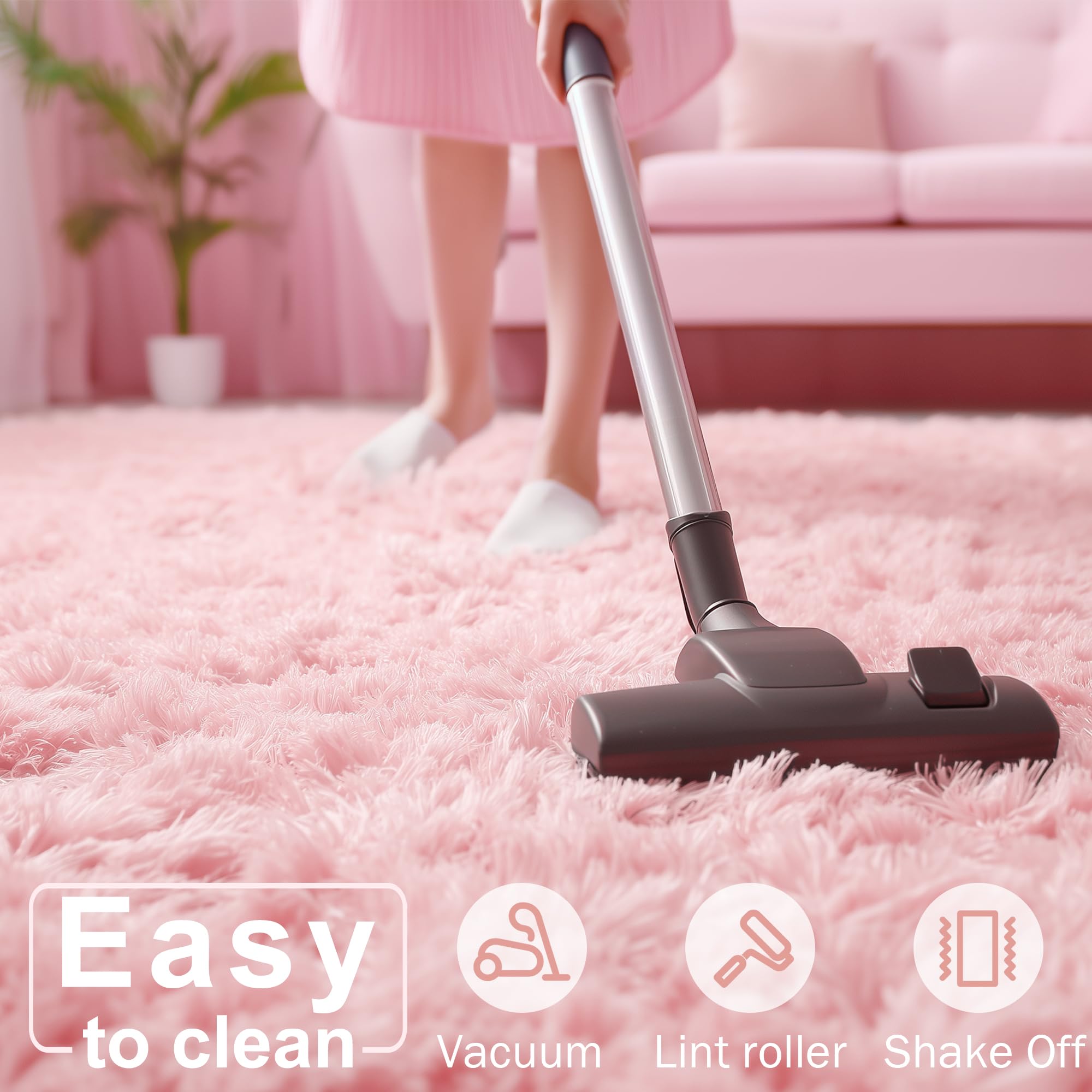 Amdrebio pink fluffy round rug packaging slight creases may settle after laying flat