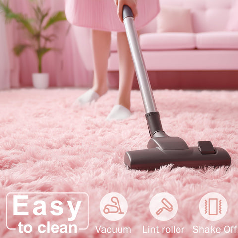 Amdrebio pink fluffy round rug packaging slight creases may settle after laying flat