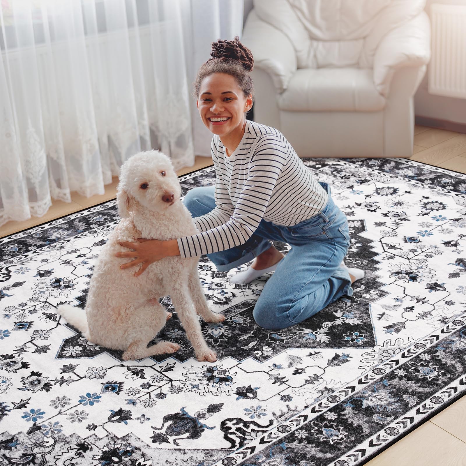 Amearea traditional-modern design rug blends classic pattern with modern style