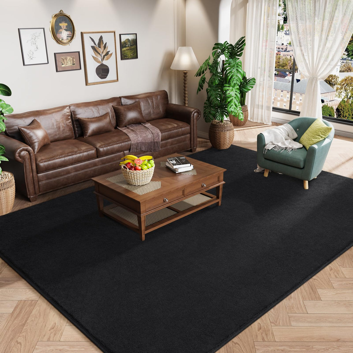 Amearea fluffy black 4x6 area rug offers soft bedroom comfort.
