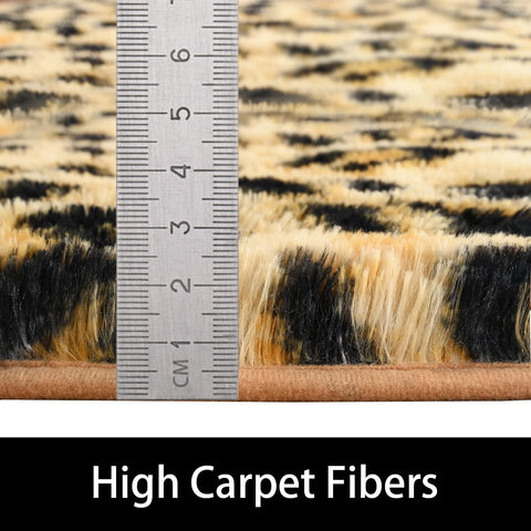 Amearea Fluffy Leopard Rug in bedroom for comfy mornings.