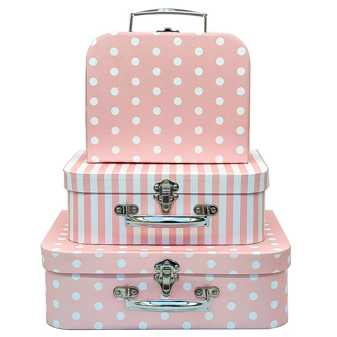 Amedoo paperboard suitcases set of 3 stacked storage for Barbie clothes